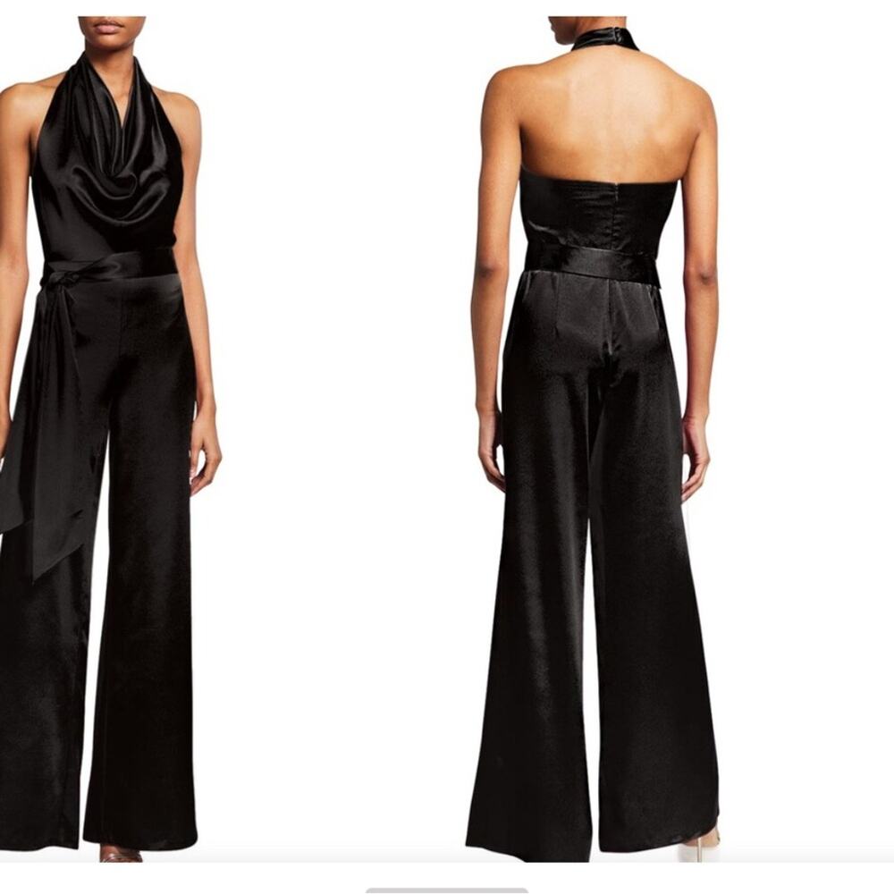 Aidan by Aidan Mattox Cowl Neck Jumpsuit Black 2 - Picture 2 of 12